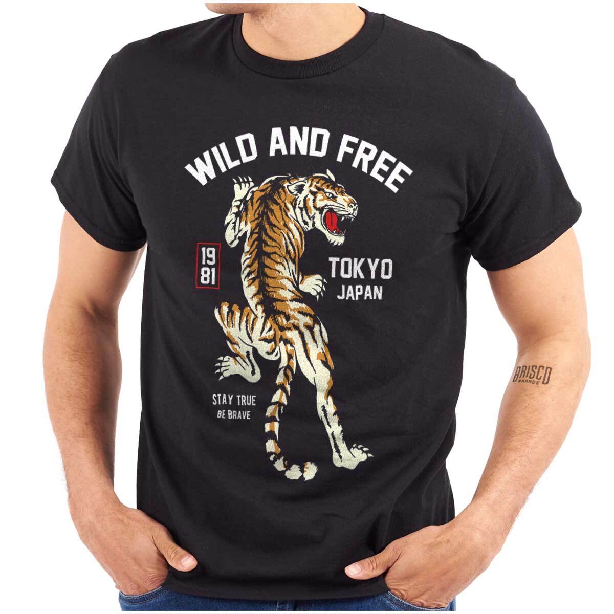 Tokyo Japan Wild and Free True Brave Tiger Womens or Mens Crewneck T Shirt Tee gallery