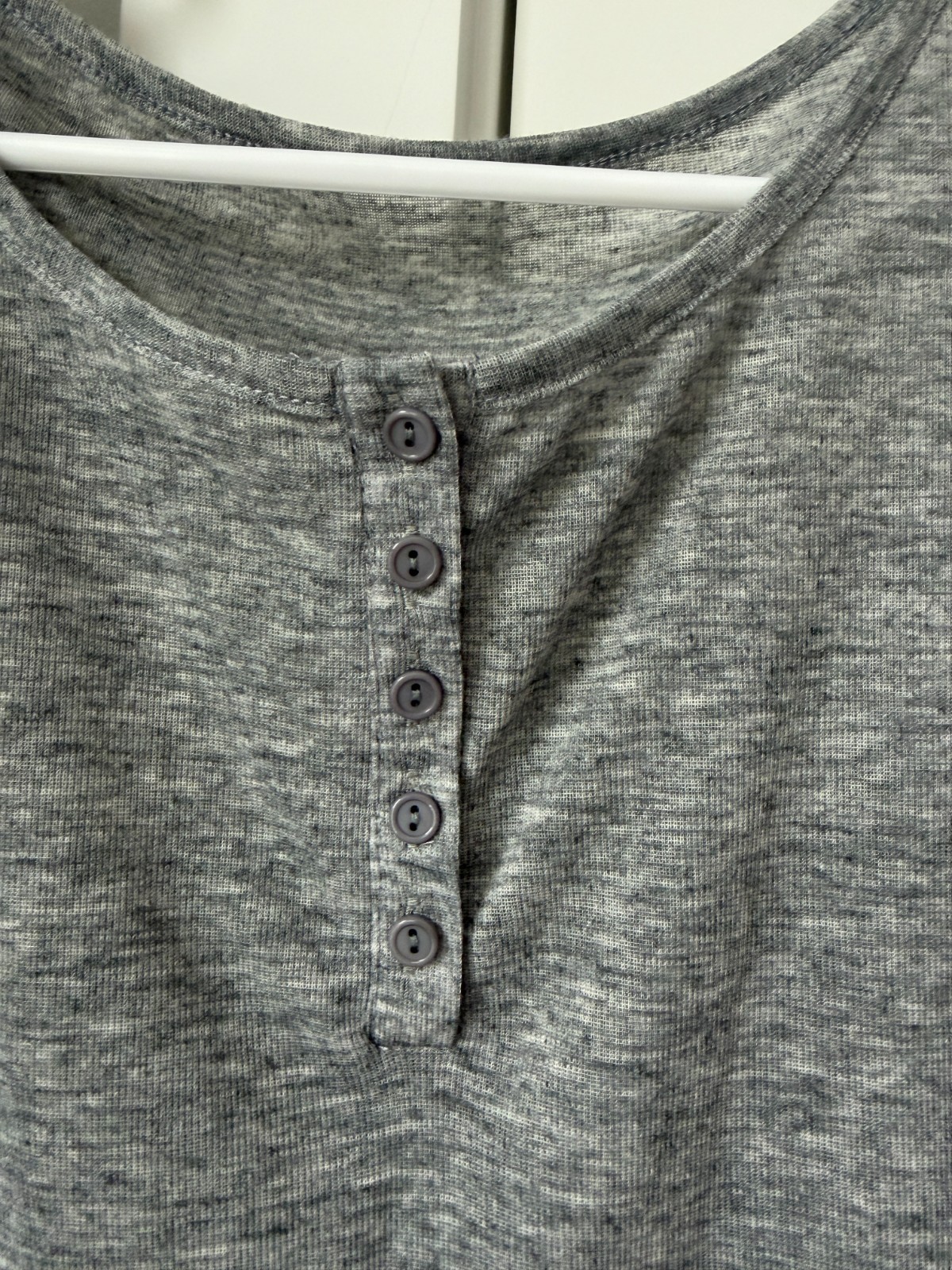 Women’s Gray Athletic T-Shirt Button Front Sports Activewear Short Sleeve Top gallery