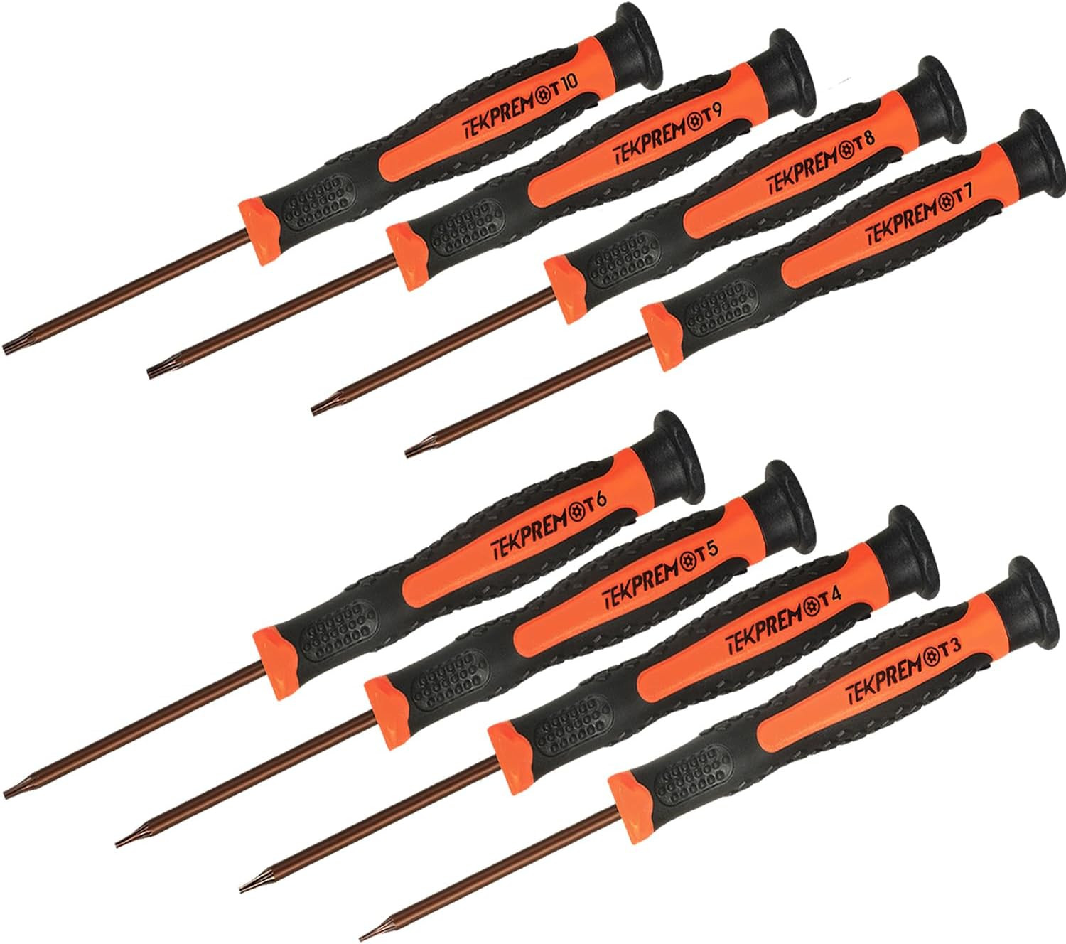 TEKPREM 8 in 1 Small Torx Screwdriver Set with T3 T4 T5 T6 T7 T8 T9 T10 Torx Sec