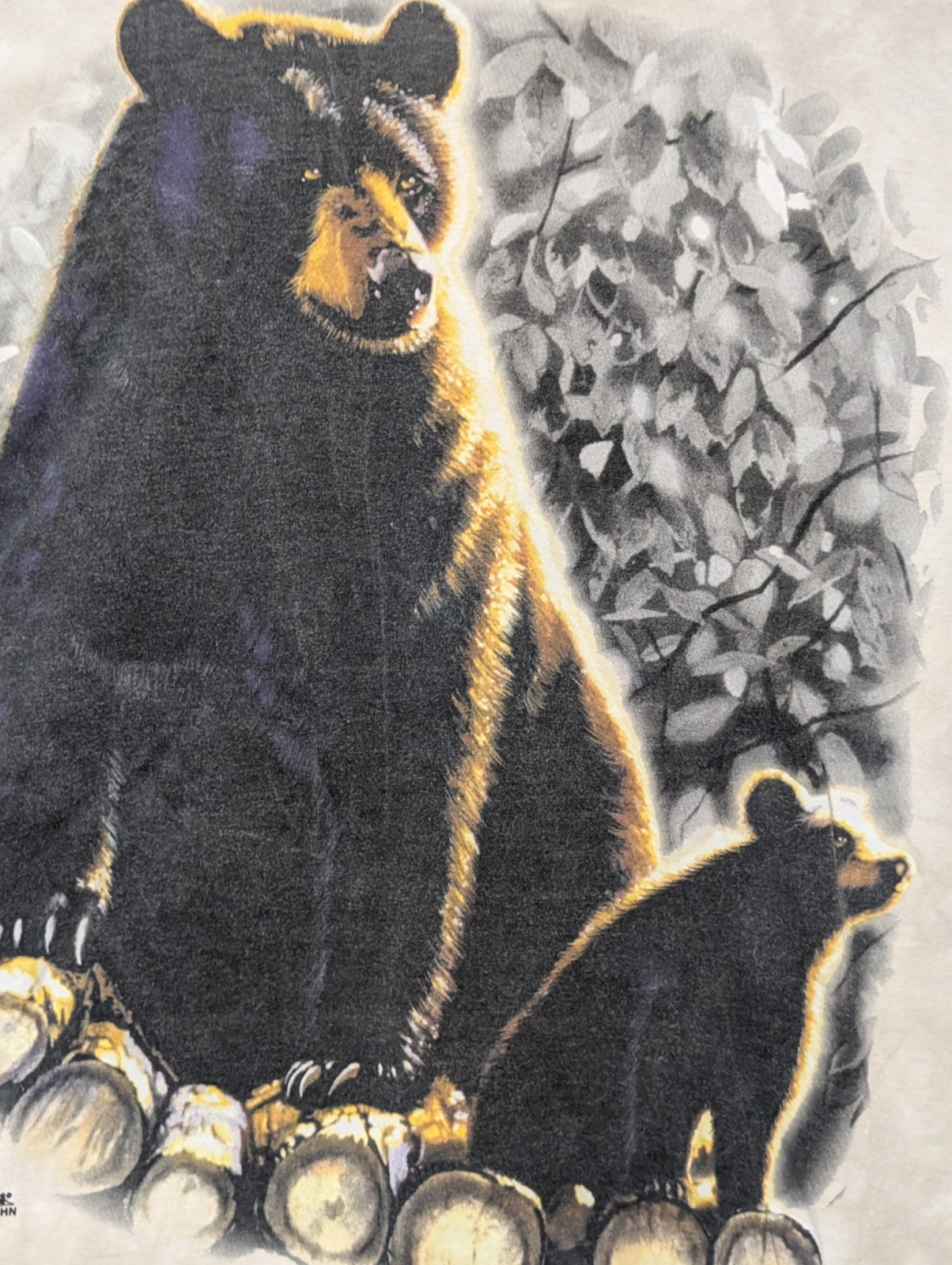 The Mountain Mens T-shirt Vintage 1999 Beige “Mama Bear &Cub” Defect 2XL #6633
