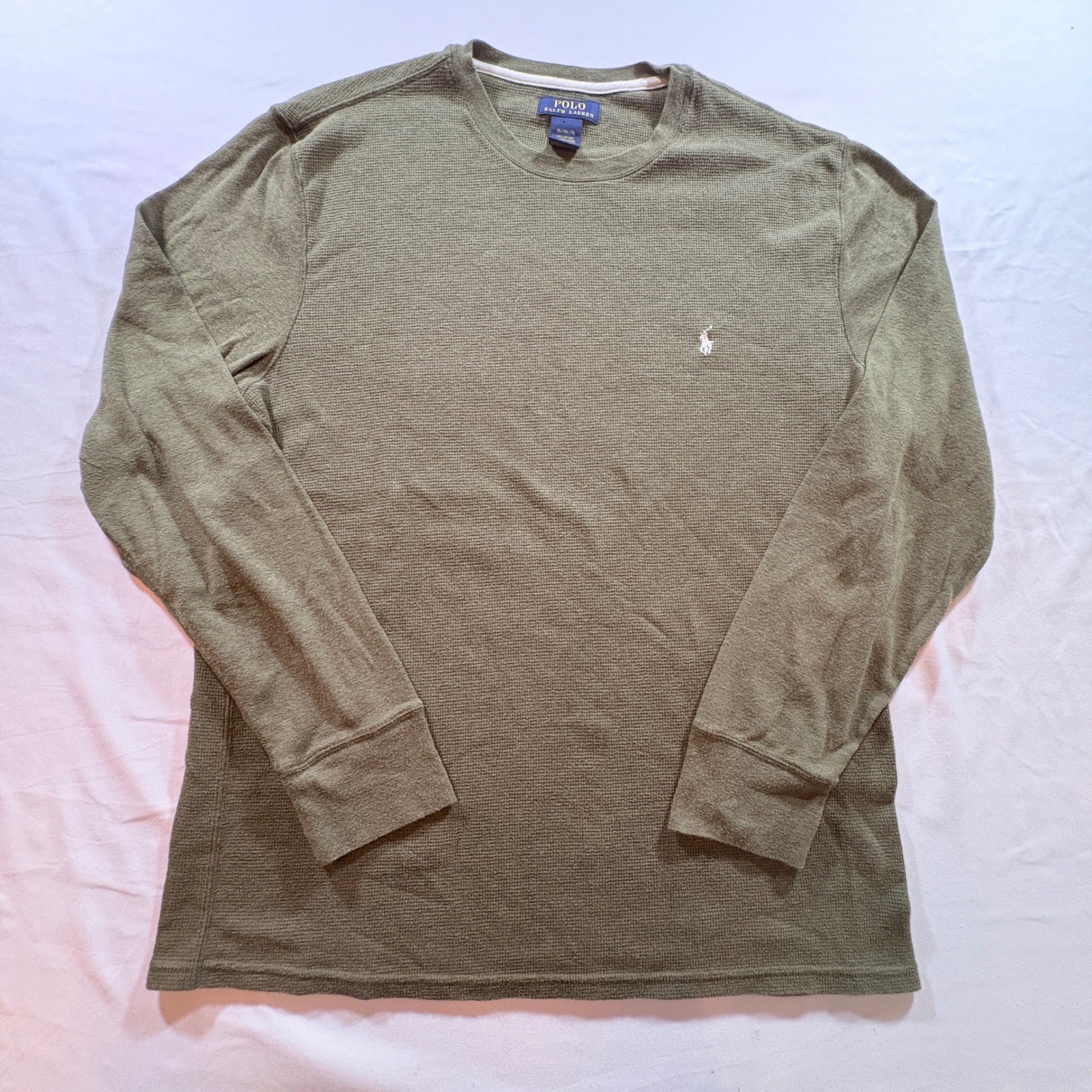 Polo Ralph Lauren Waffle Knit Thermal Shirt Mens XL Olive Green Long Sleeve Top gallery