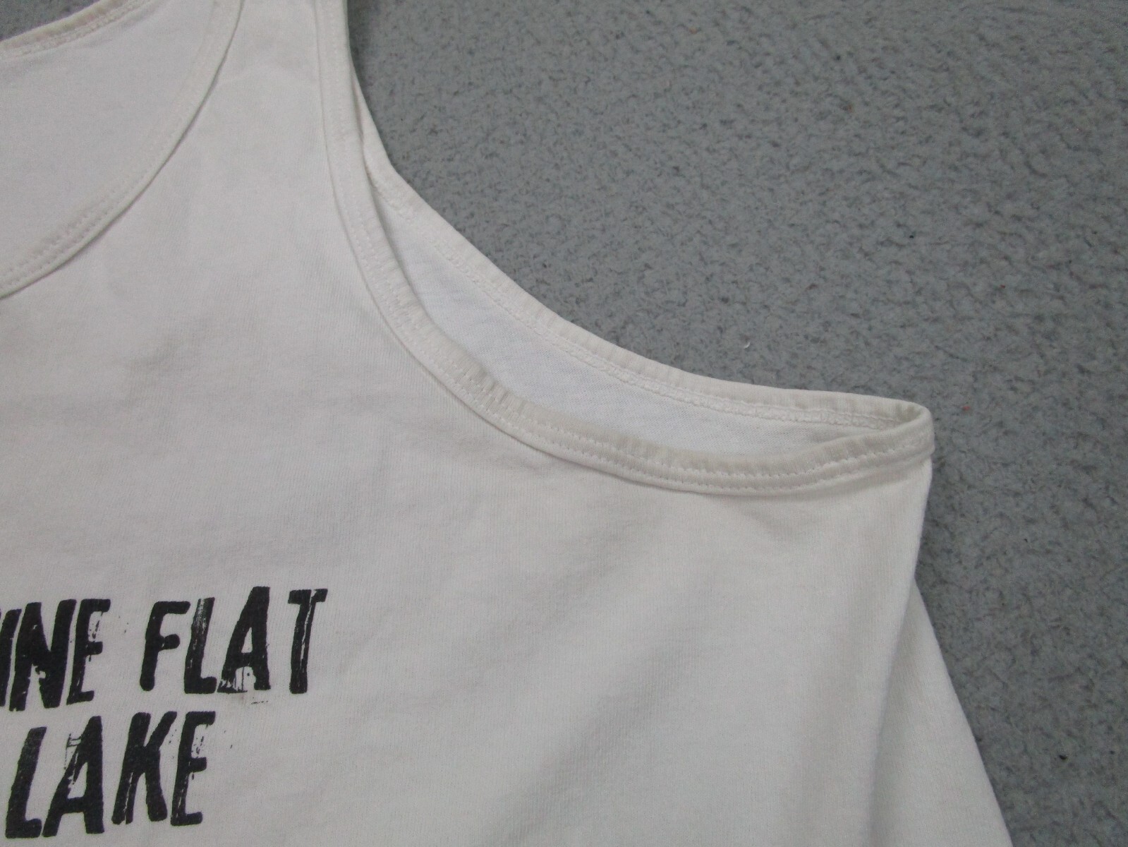 VINTAGE Pine Flat Lake Shirt Mens XL White Grunge Fisherman Tank Top Boat Marina gallery