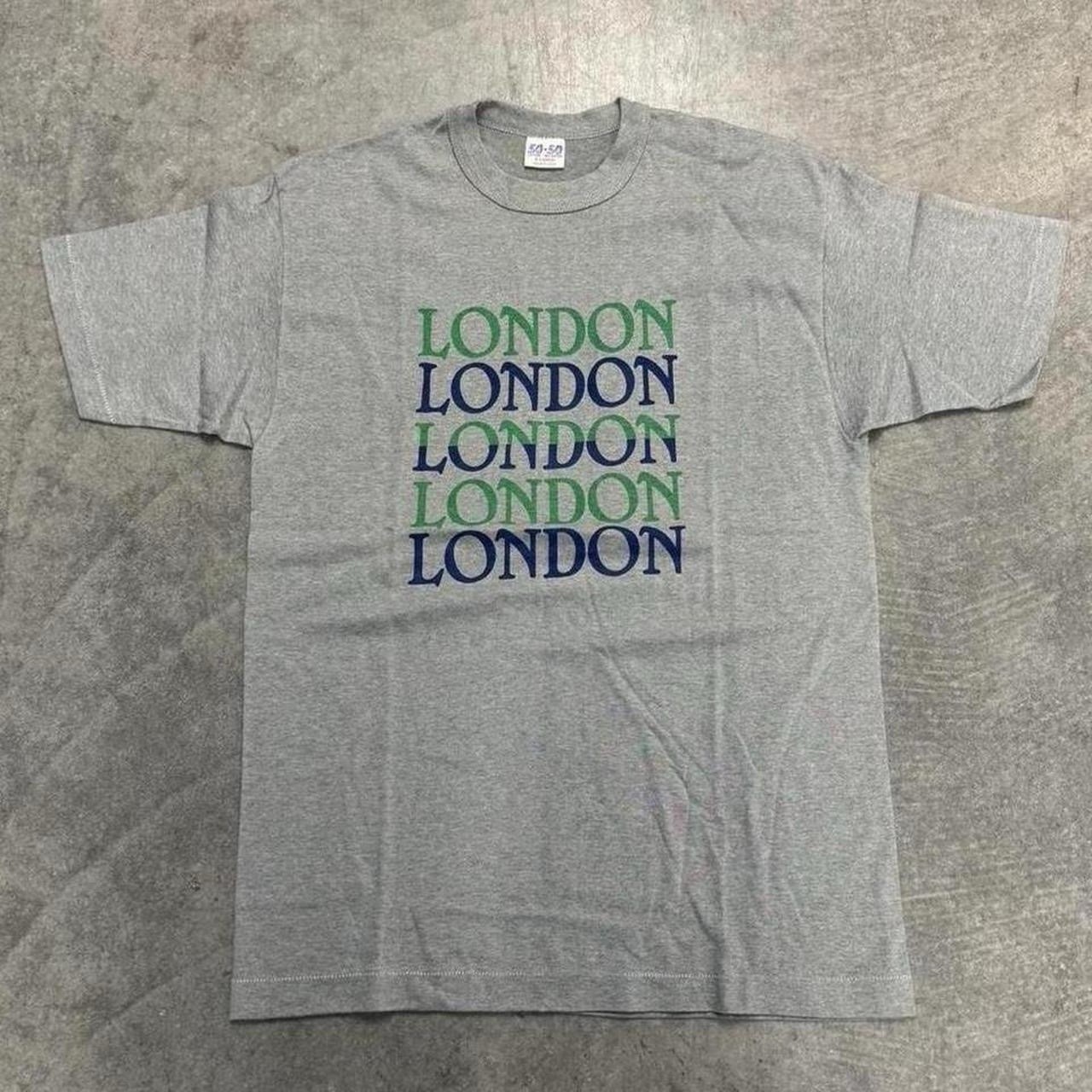 Vintage 80’s Men’s London City Graphic Print T-Shirt Crew Neck Gray XL gallery