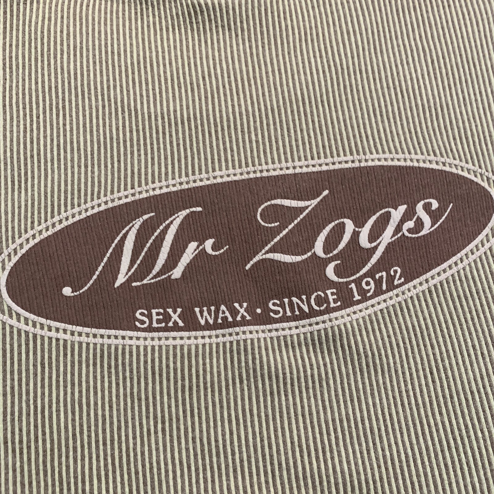 Vintage Mr Zoggs T Shirt Extra Large Brown Stripe Surfer S*x Wax USA Knit Tee gallery