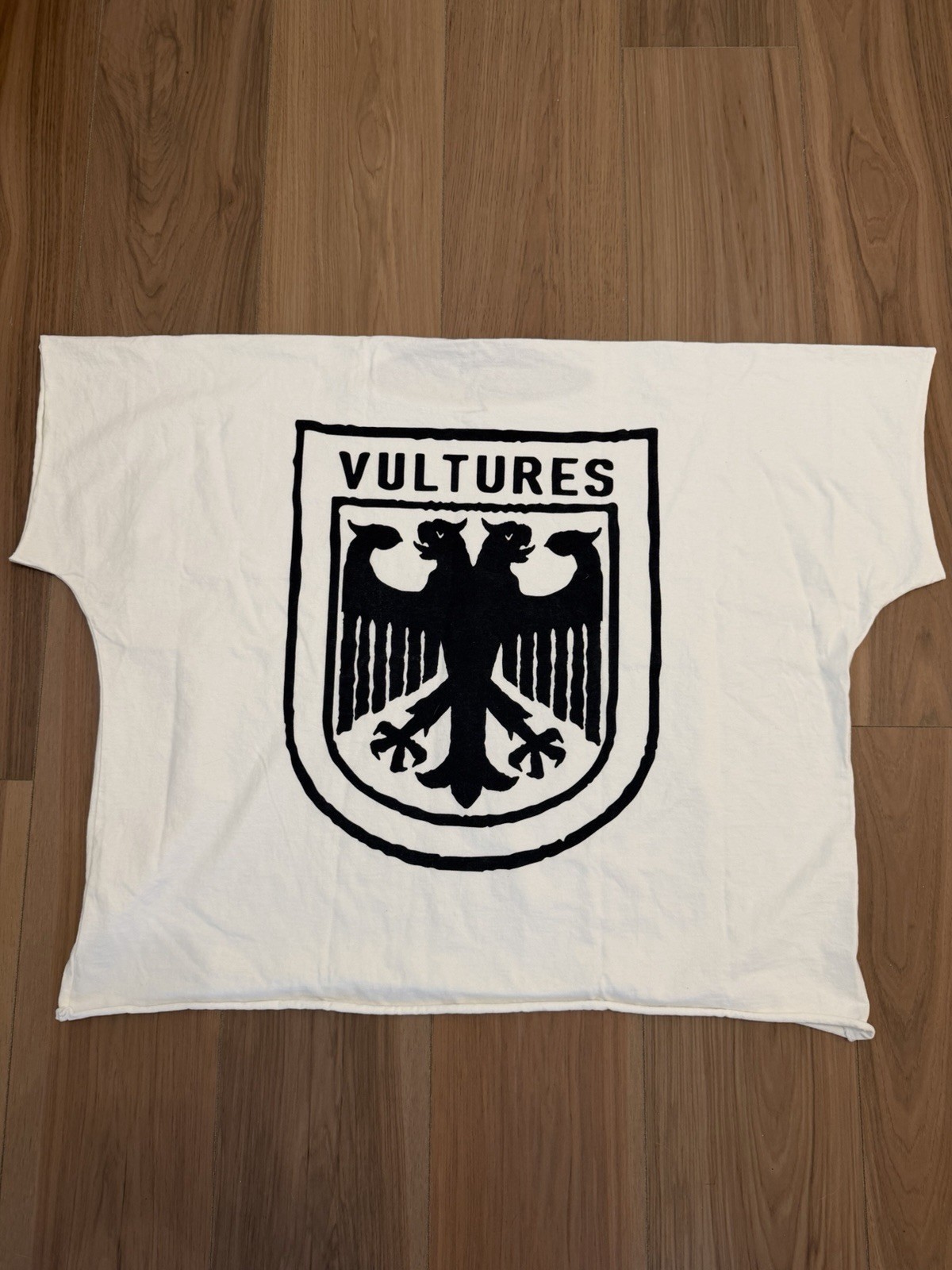 Vultures Logo Graphic Oversized Crew Neck Cotton Knit T-Shirt, White/Black 2 gallery