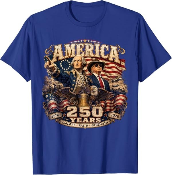 Retro America Washington Trump 1776 2026 250 Years US Flag T-Shirt