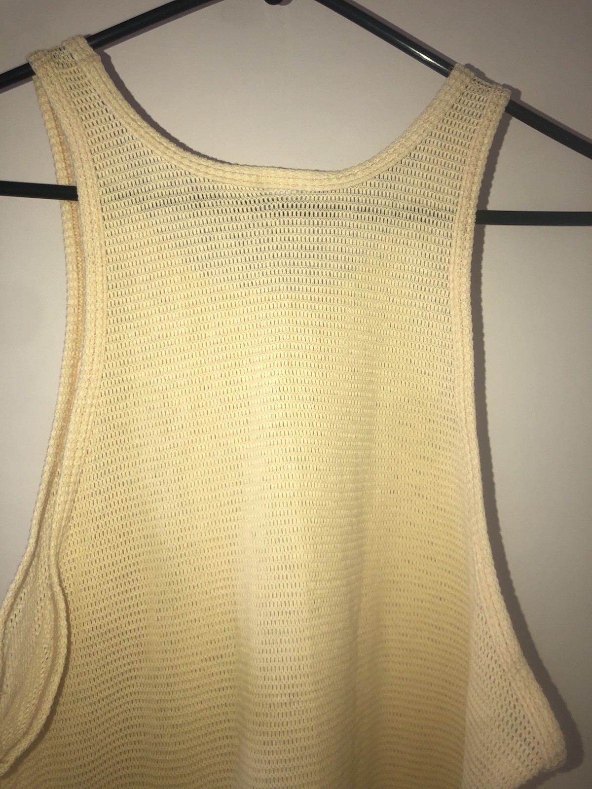 Vintage 80s MunsingWear Yellow Fishnet Aero Knit Dacron/Cotton Blend Tank Top XL gallery