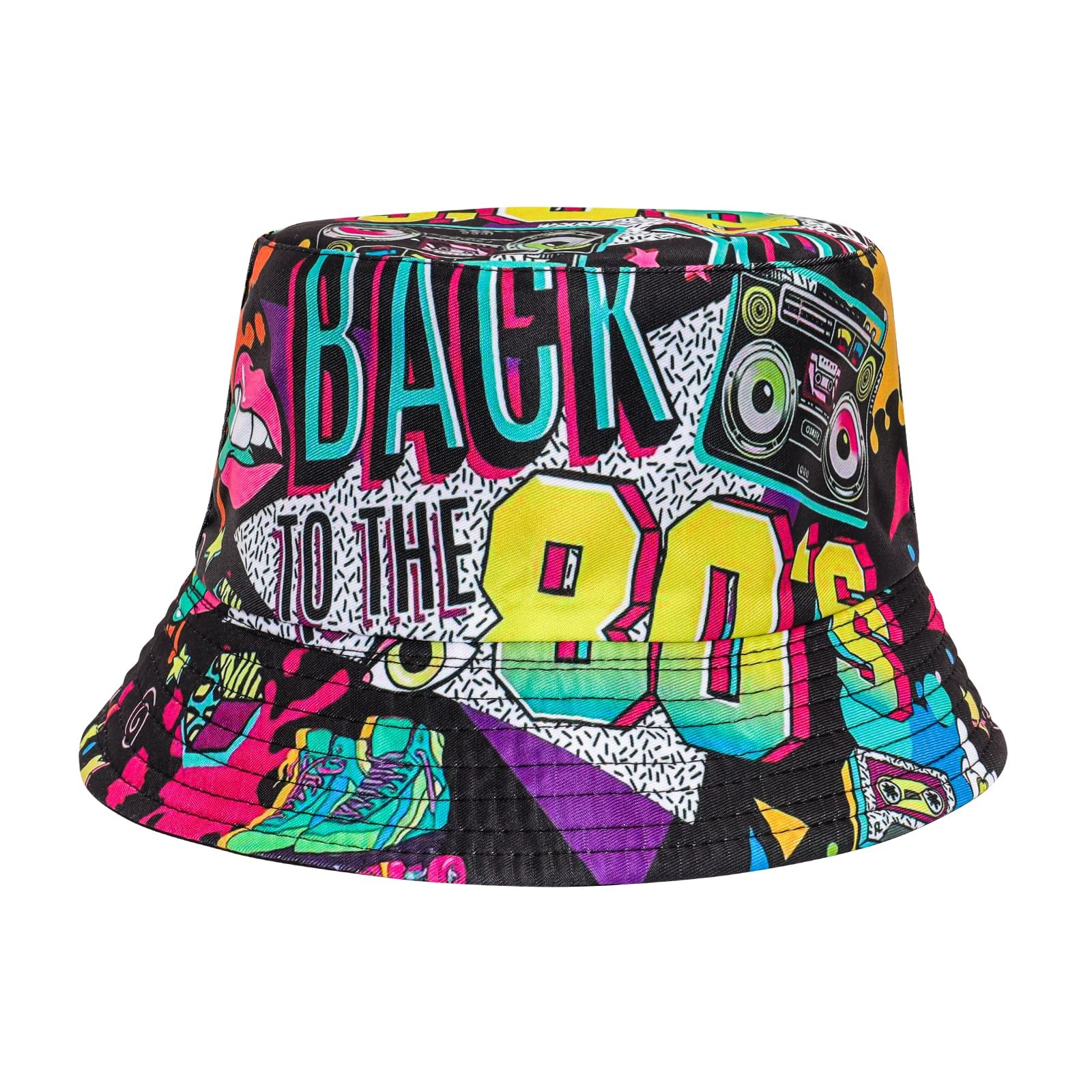 Fashion 80s 90s Bucket Hat for Men Women Outdoor Summer Beach Packable Sun Cap