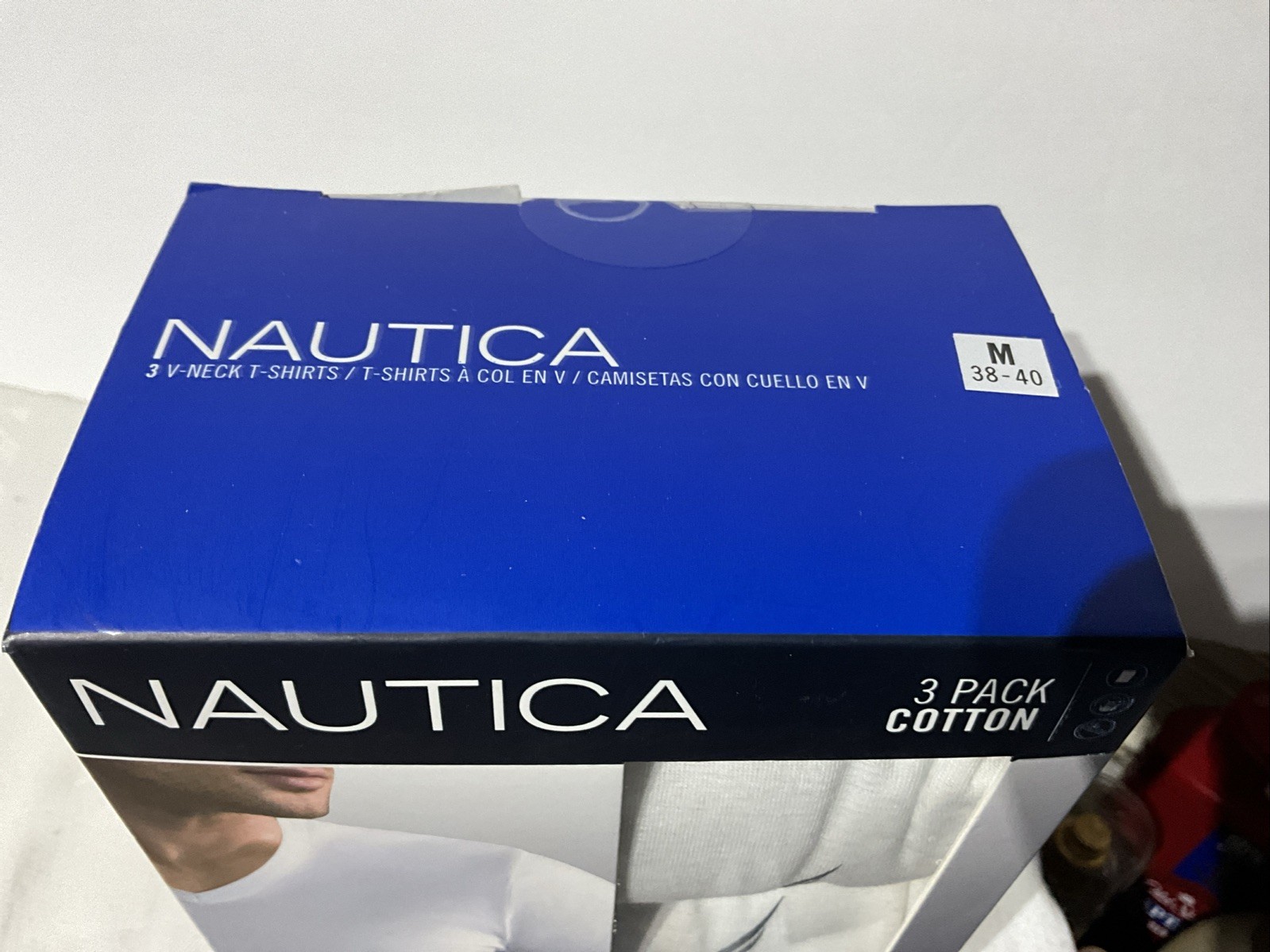 Nautica ~ Men's 3-Pack T-Shirts Crew Neck Undershirts 100 % White Cotton ~ M gallery