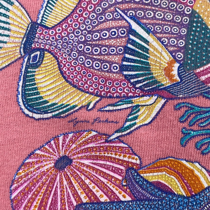 VINTAGE Islander Shirt Mens Large Pink Tropical Fish Sea Life Single Stitch USA gallery