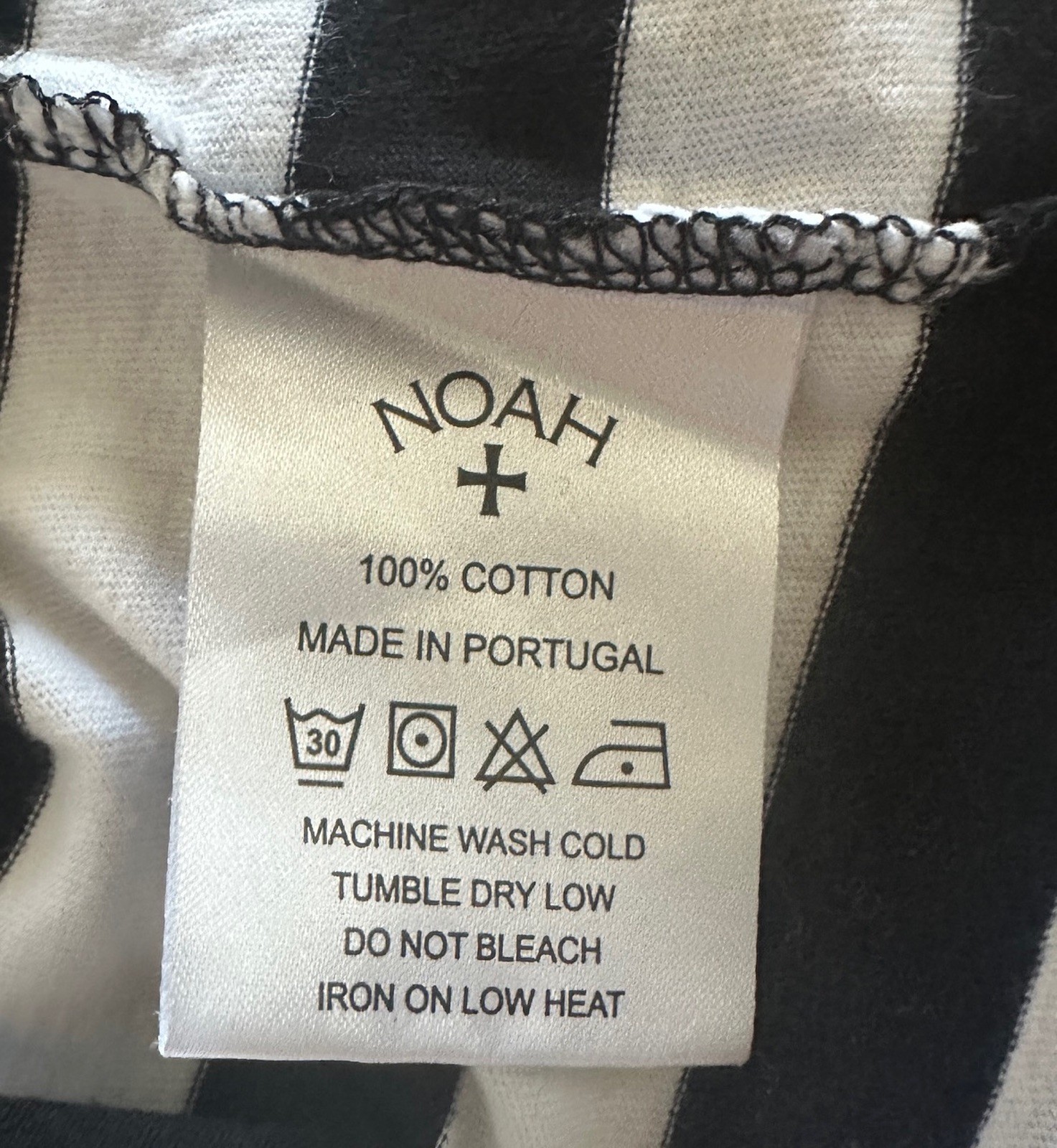 Noah NYC Floral Cross Stitch Embroidered N Striped T Shirt Black White Men M gallery