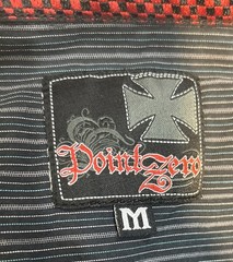 point zero long sleeve button down shirt embroidered M Black