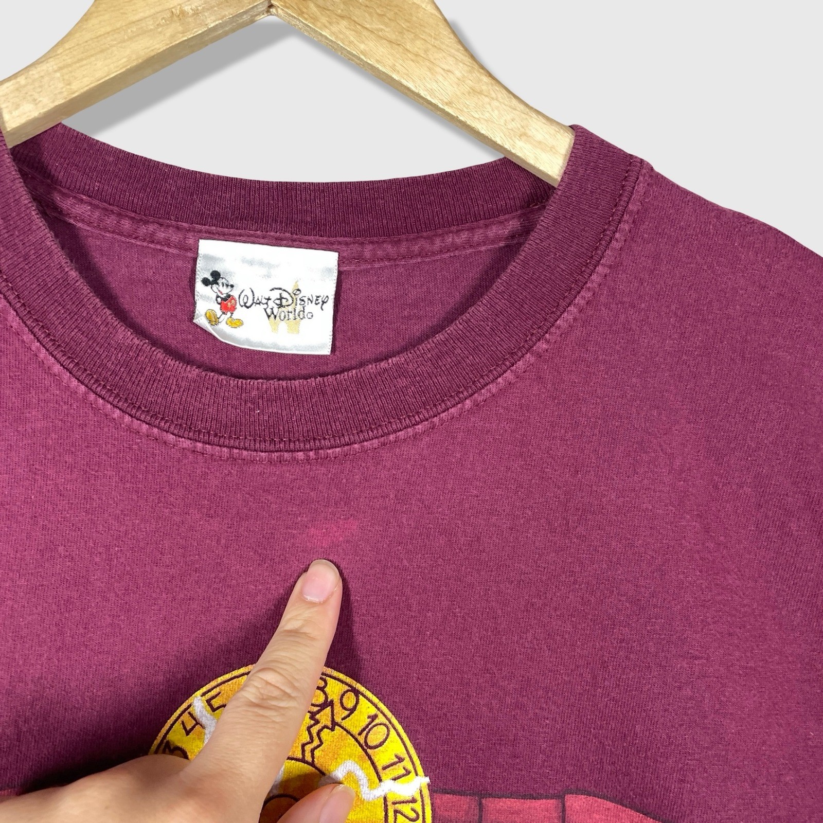 Walt Disney World Tower of Terror Mickey Mouse Shirt Mens L Maroon Vintage 90s gallery