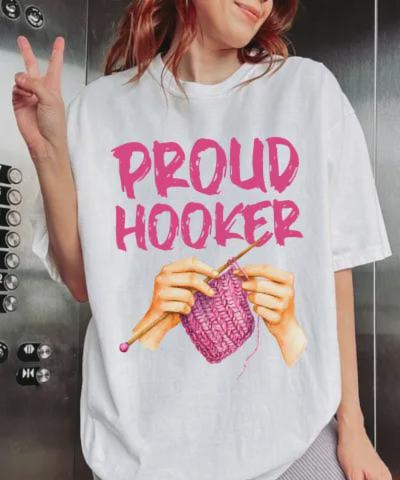 Proud Hooker Crochet Shirt Funny Crochet Graphic Tee Knitting Humor T-shirt gallery