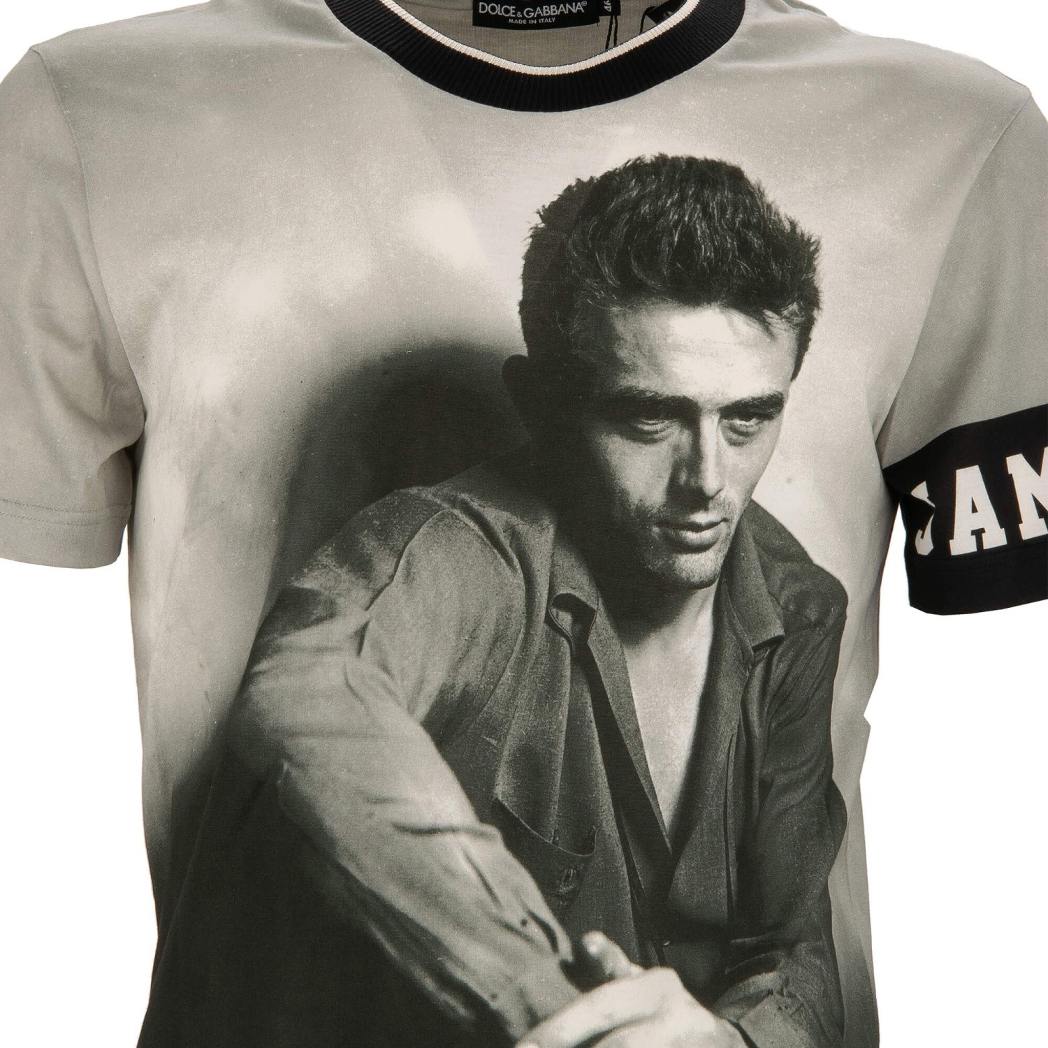 DOLCE & GABBANA James Dean Picture Cotton Silk T-Shirt Shirt Gray Black gallery