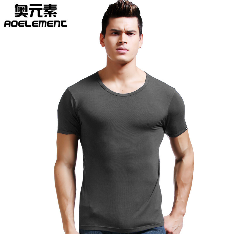 Men's Short Sleeve Top Tee Modal T-Shirt Round Neck Classic Jerseys Clothing gallery