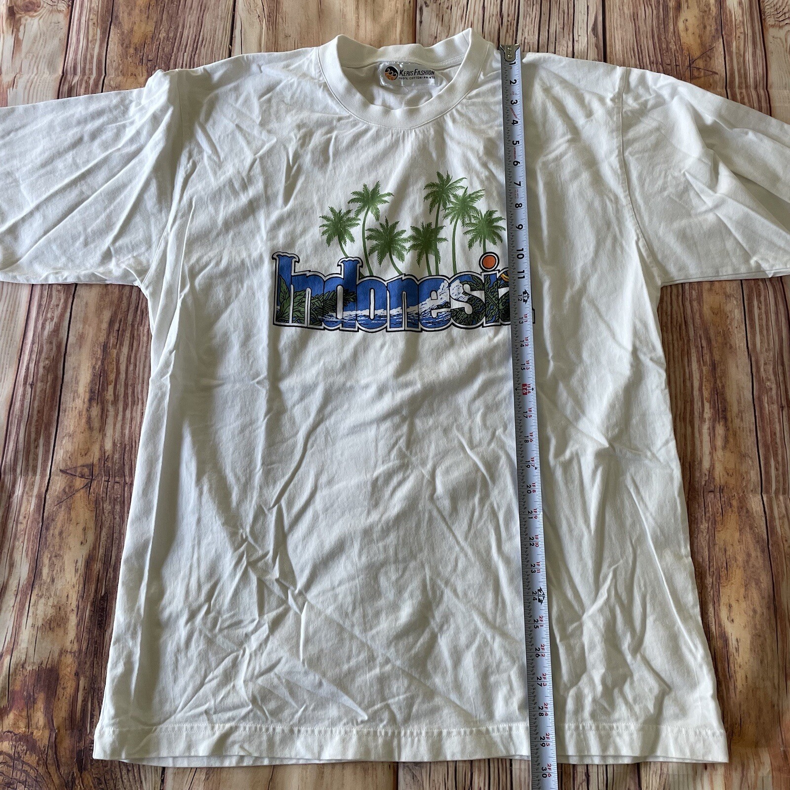 VTG 90s Tshirt Mens Large Indonesia Graphic Tee White Y2K Grunge Retro gallery