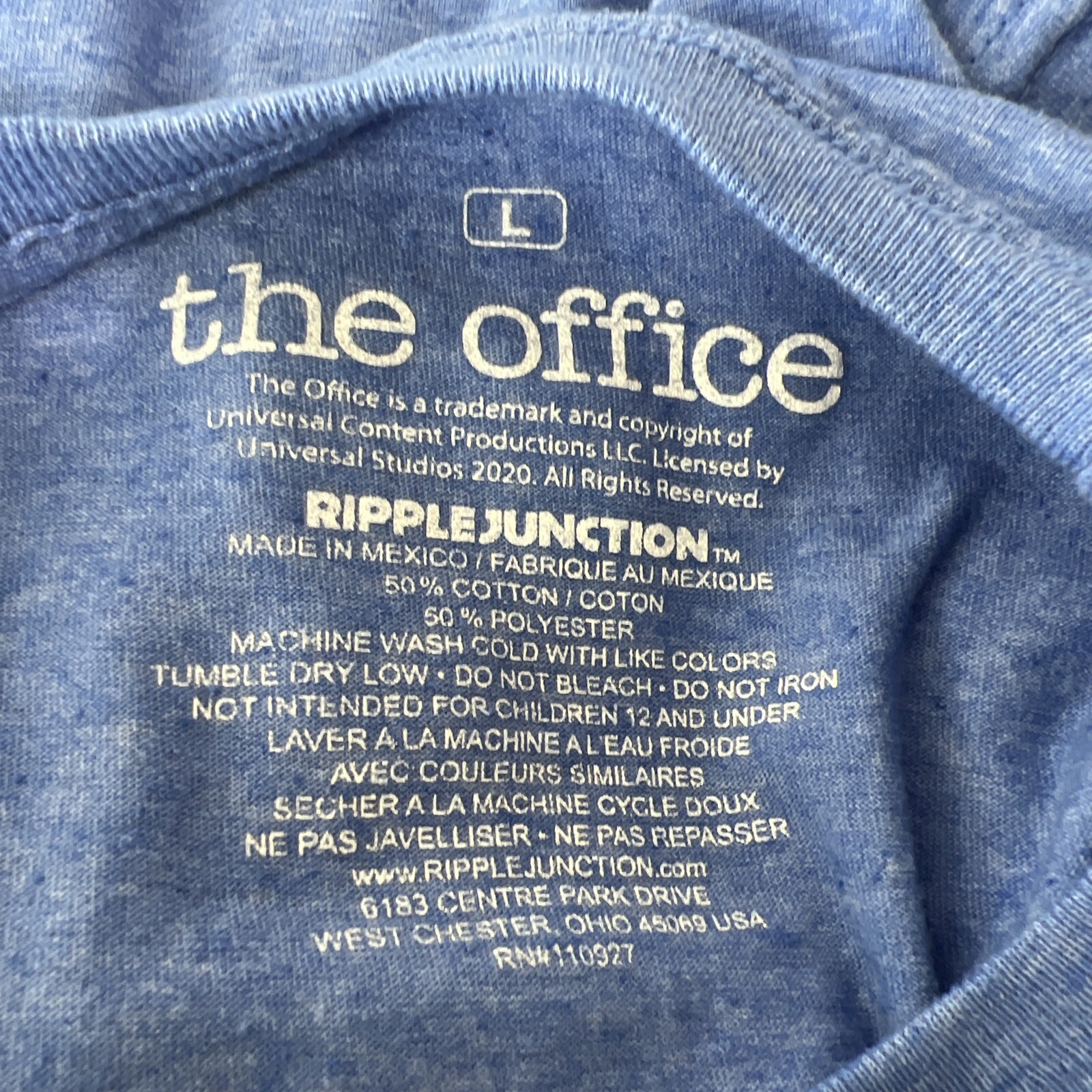 Dunder Mifflin Shirt Men Large Blue The Office Short Sleeve Solid Tee TV Show gallery
