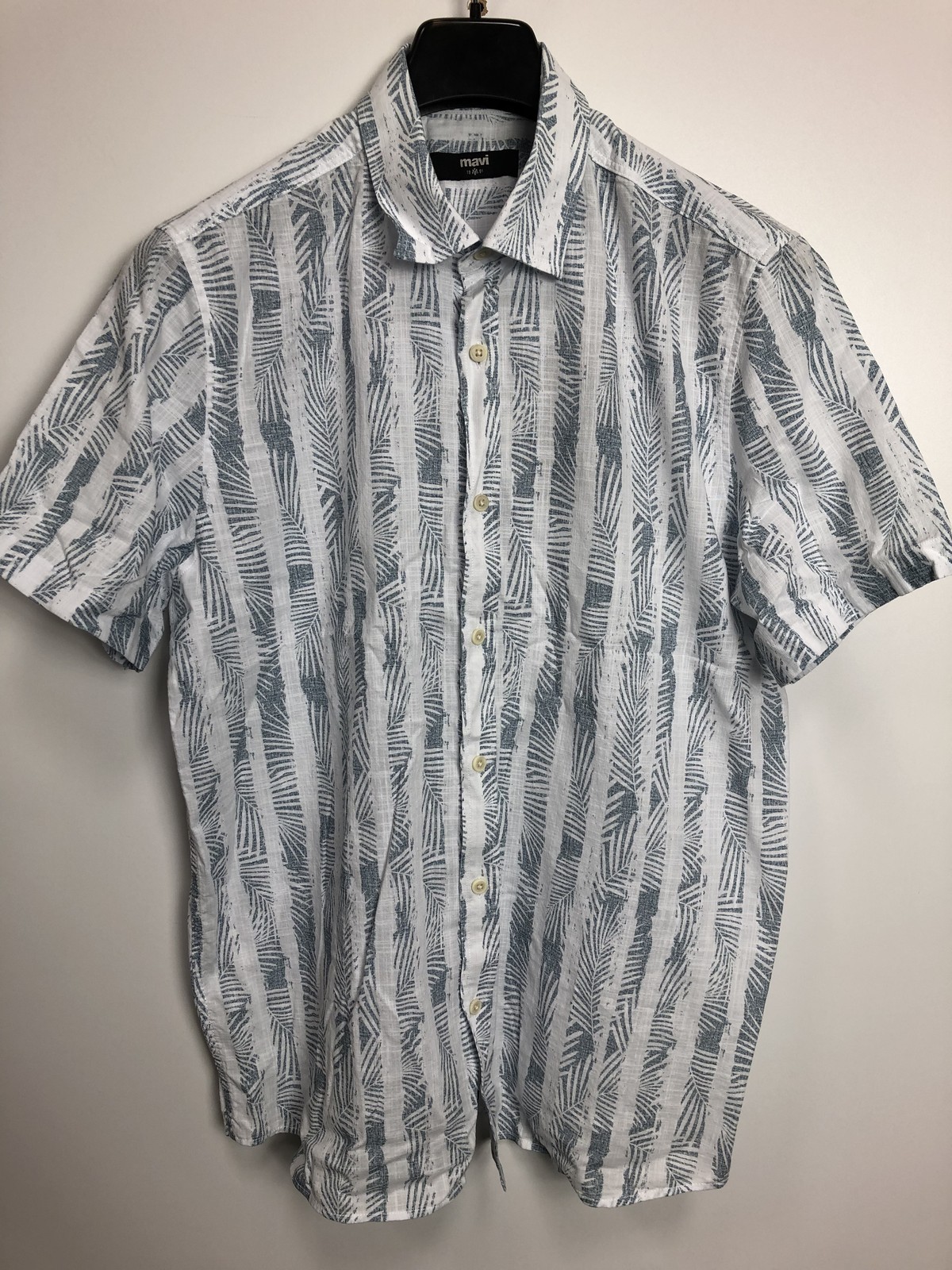 Mavi Men's Shirts Airy Blue Print, White/Blue, L gallery