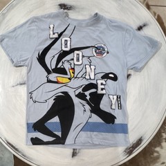 Looney Tunes Wile E Coyote Graphic T-Shirt Light Blue Cotton Poly Men’s Size L