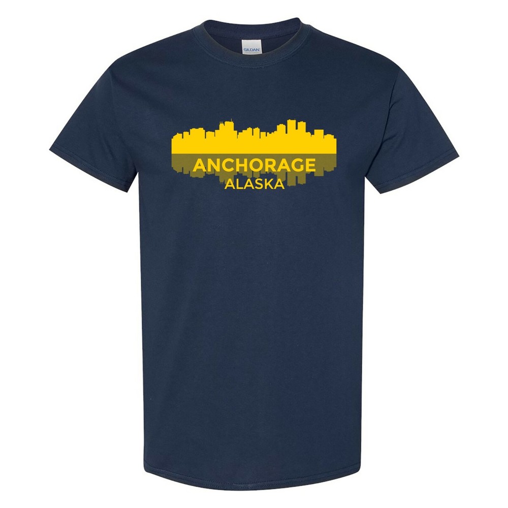 Anchorage Alaska Skyline – State City Hometown Pride T Shirt – Navy