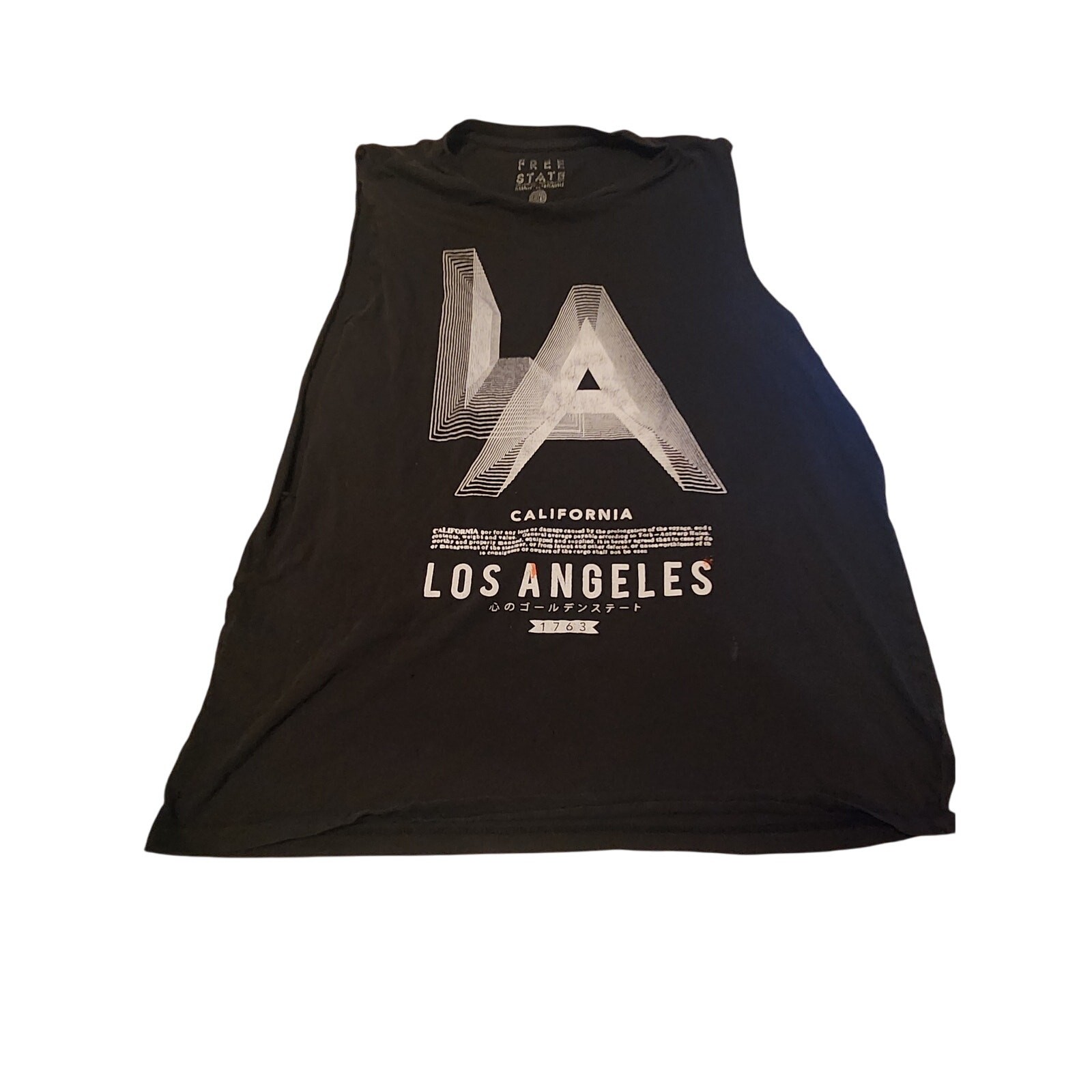 Free State Graphic Streetwear Black Tee California distressed WIP sz Large faded gallery