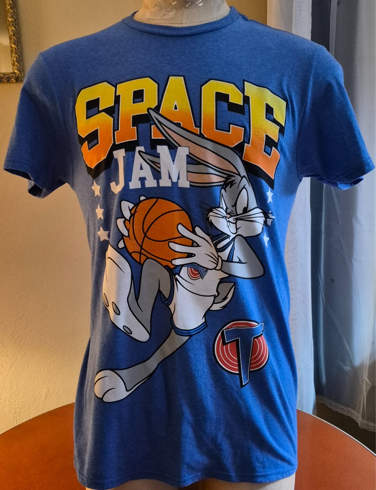 NWT Space Jam T Shirt Tee Bugs Bunny Heather Blue Mens Medium Graphic Print gallery