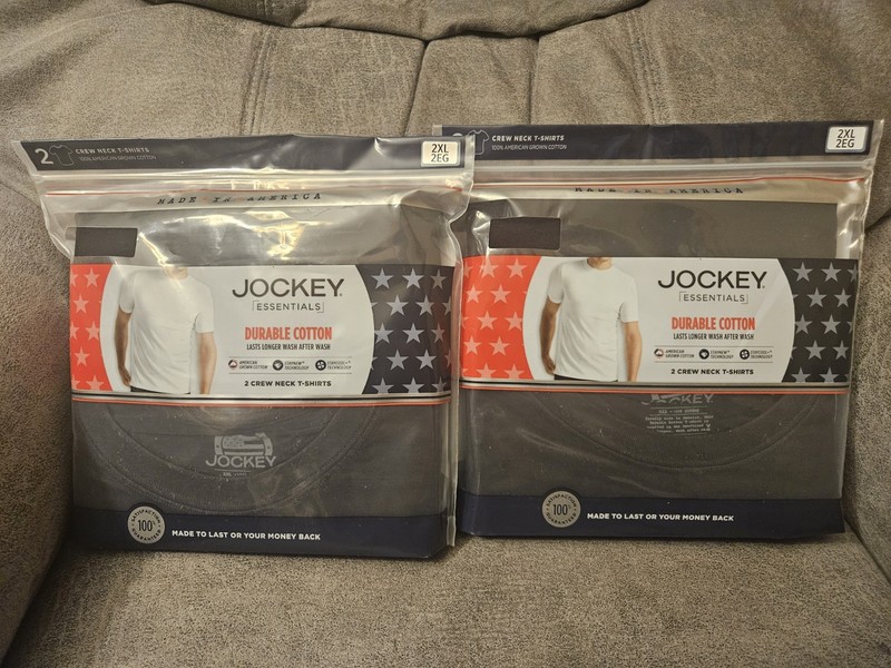 2x Jockey Essentials Men’s Made in America Cotton Crew Neck T-Shirt LRG 2 Pack