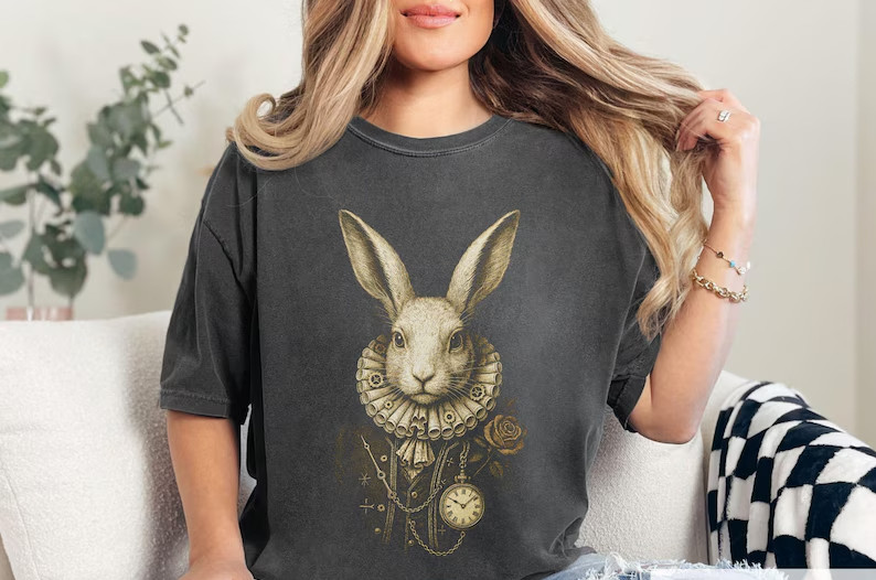 The White Rabbit Tshirt, Vintage Alice Adventures In Wonderland shirt gallery