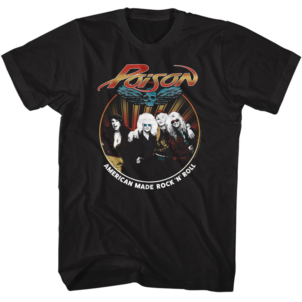 POISON 80s Music Retro T-Shirt American Made Heavy Metal Music New Black Cotton