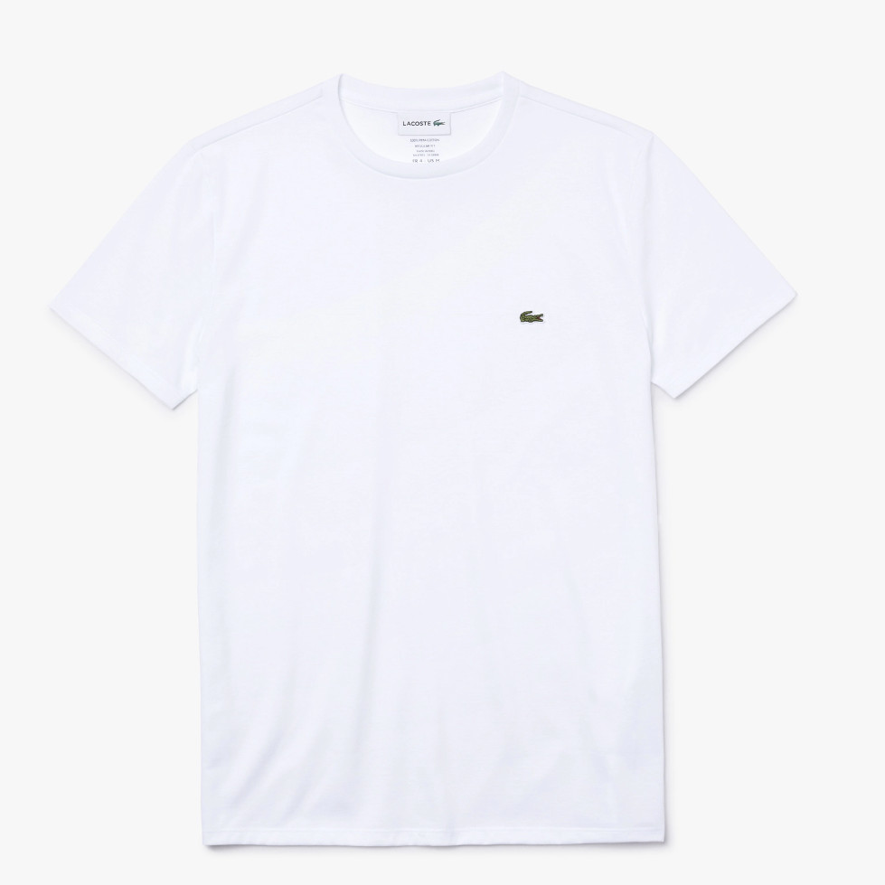 *NEW* Men Lacoste Crew Neck Pima Cotton Jersey T-shirts White (TH6709 001) gallery