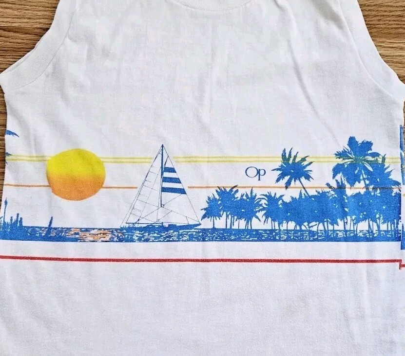 Vintage 80s Ocean Pacific Tank Top OP Sailing Sunset Beach Surf Men’s Size Small