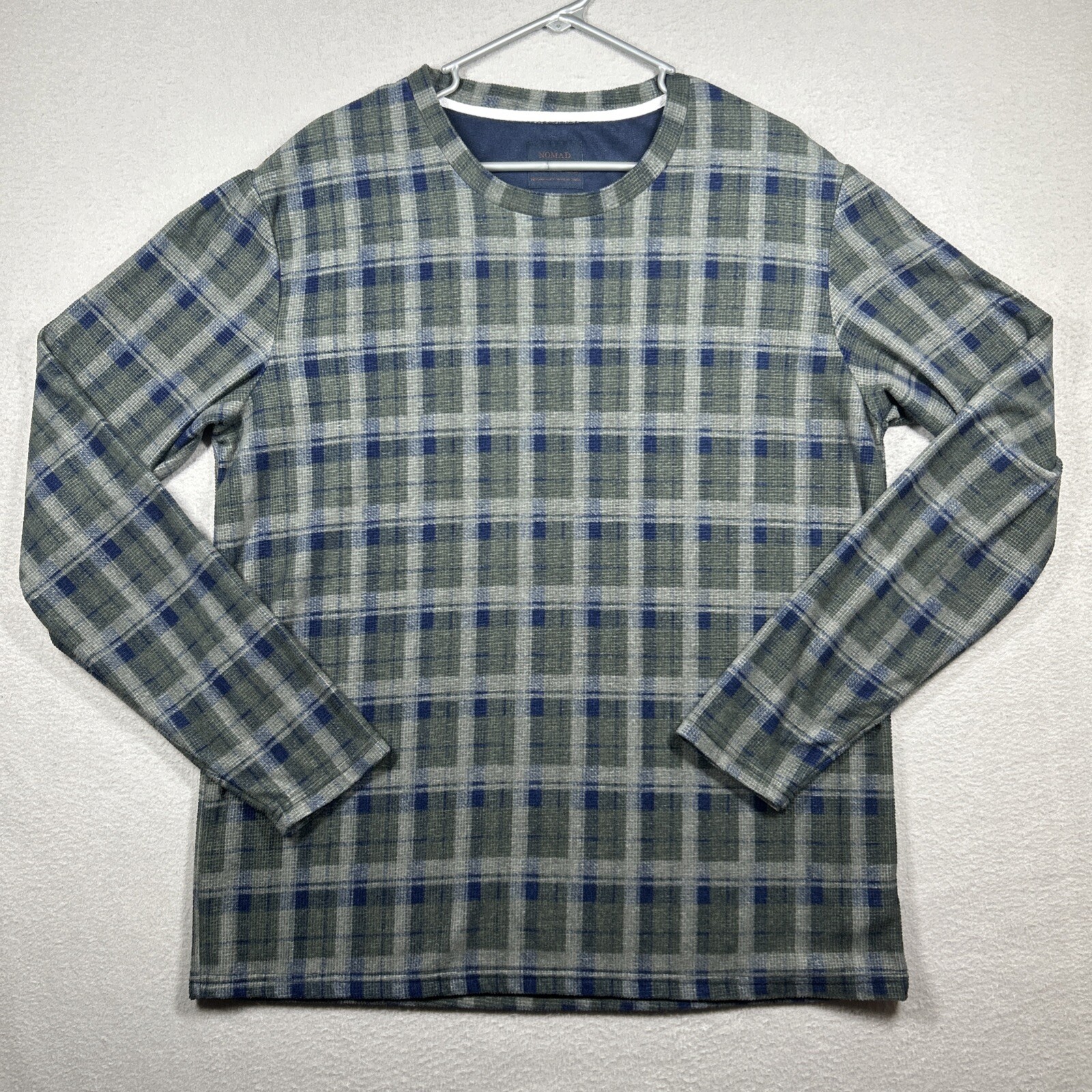 Nomads Pullover Long Sleeve Shirt Mens XL Plaid Green Blue Gray Soft Warm