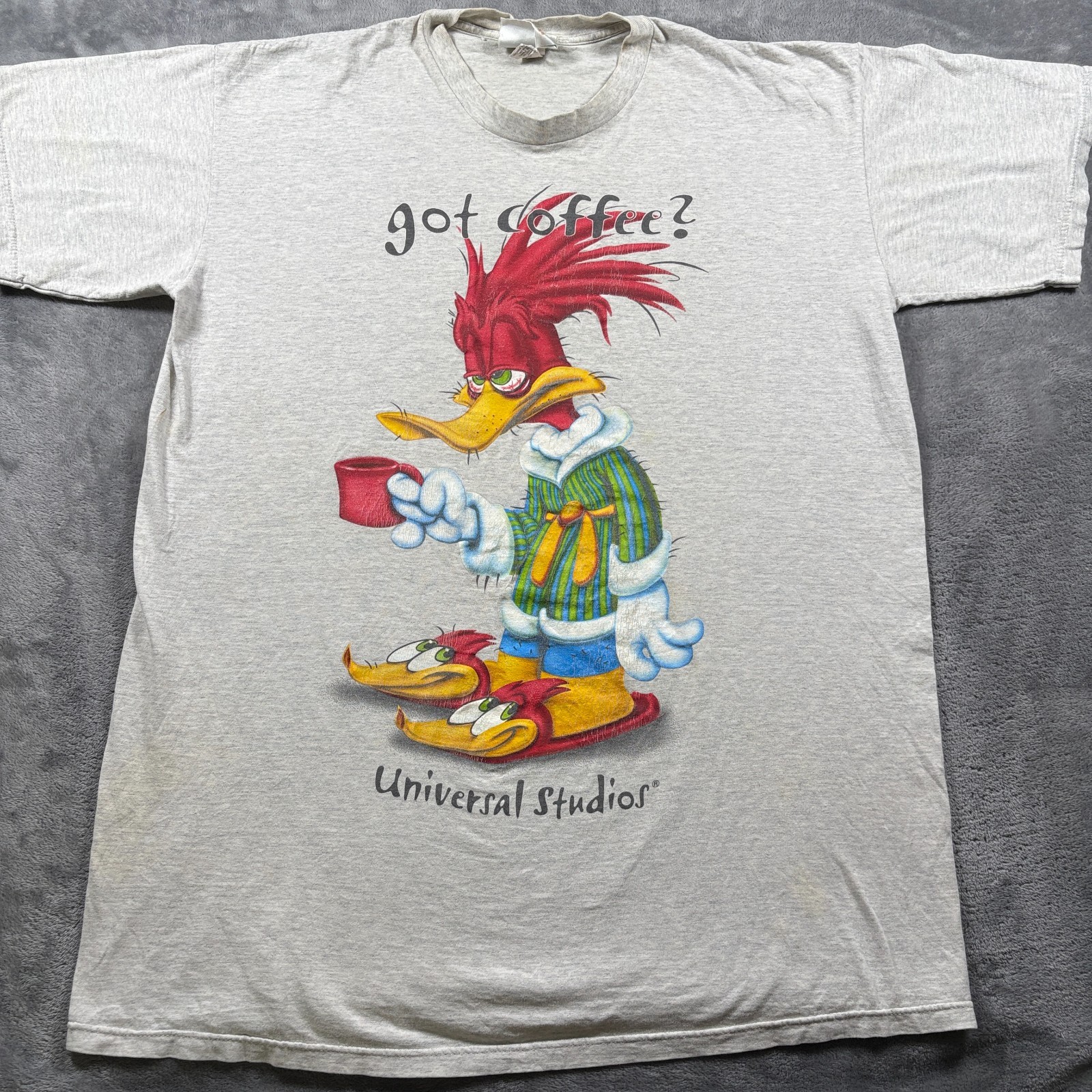 Vintage Universal Studios T-Shirt Mens OSFA Sleep Woody Woodpecker Got Coffee