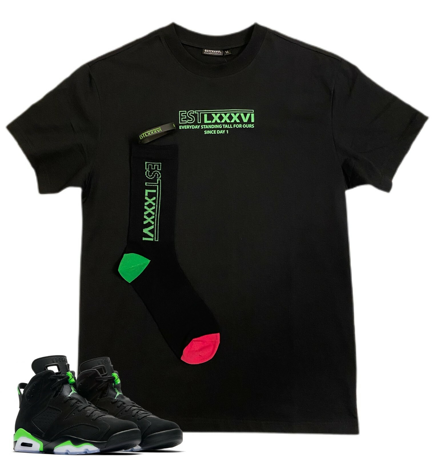 Tee & Sock Combo to Match Air Jordan 6 Retro “Electric Green”, S-3X, BETRAYED