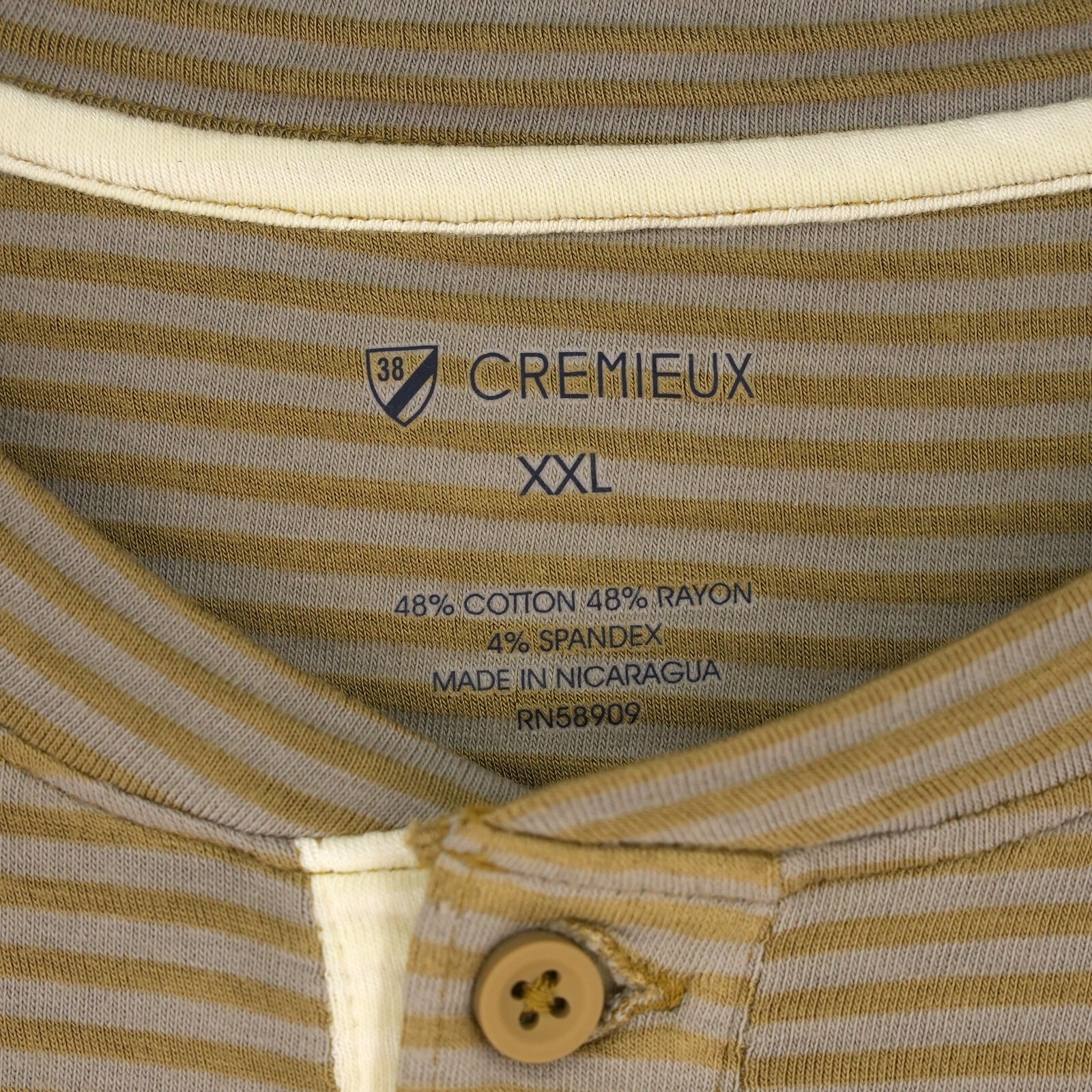 Cremieux Men's Long-Sleeve Henley Shirt XXL Gold Gray Striped NWT $69.50 gallery