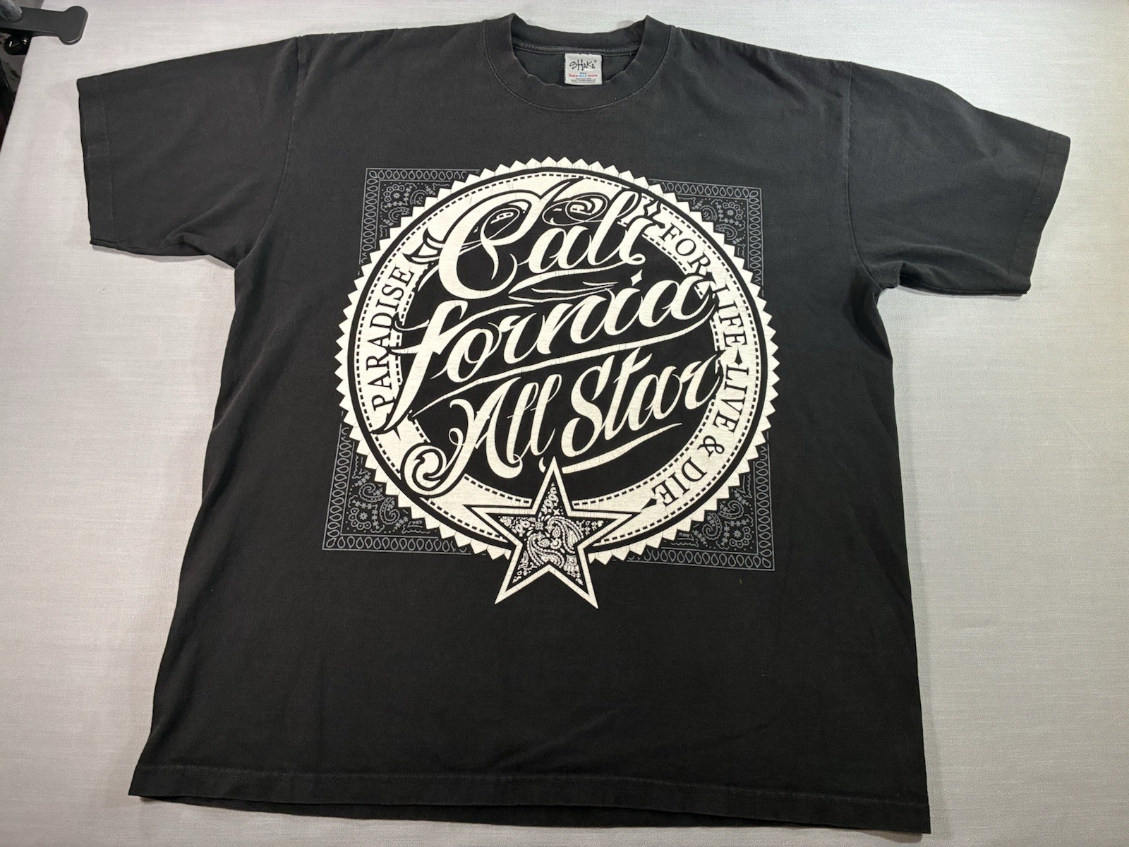 Shaka California All Stars Graphic Tee 2XL Black Skate Streetwear Bandana Print