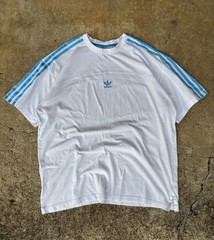 Adidas Originals Trefoil Shirt XL White Baby Blue 3 Stripes Regular Fit Sport