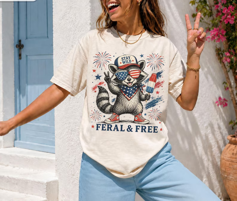 Feral & Free Shirt, 4th of July Shirt, USA Independence Day Shirt gallery