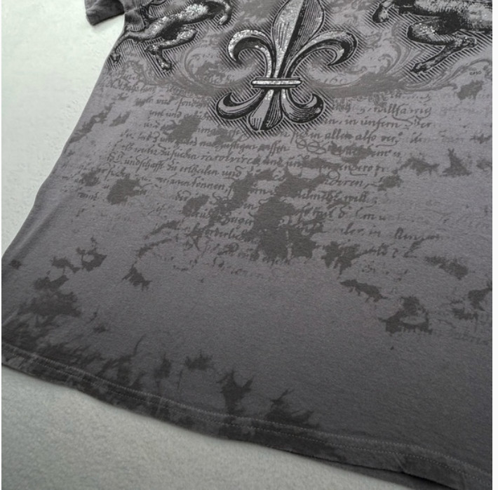 FSD (Four Seasons Design) VINTAGE Y2K Fleur di lis Lion T-shirt Gray Medium gallery