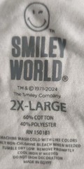 Official Smiley World Brand Men’s White Blue Smiling Face Logo T Shirt Size 2XL