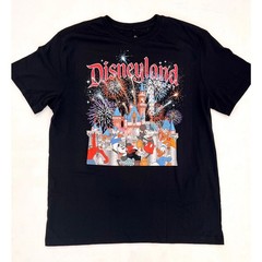 Disneyland Classic Mickey & Friends Castle Fireworks Adult Black Tee – Lrg – NWT