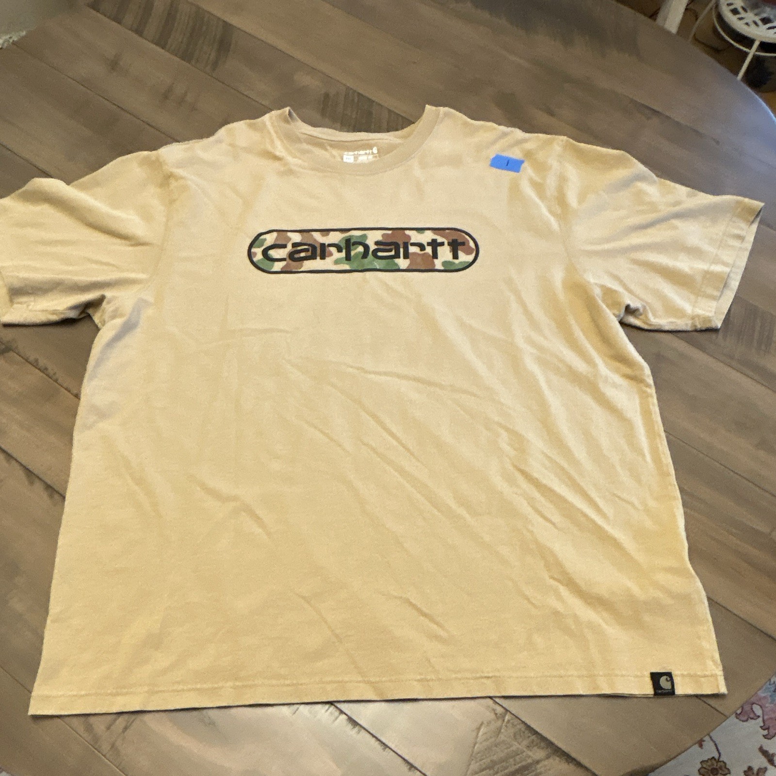 Carhartt Men’s 2XL Loose Fit Beige Graphic Print Logo Tee Short Sleeve Camo