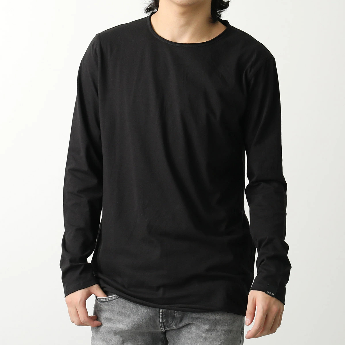 REPLAY Men’s Long Sleeve Crew Neck T-Shirt Cotton Black only S or M or L or XL