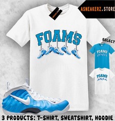 Shirt Matching Foamposite Pro University Blue Match Sneaker Shoe Hanging T-Shirt