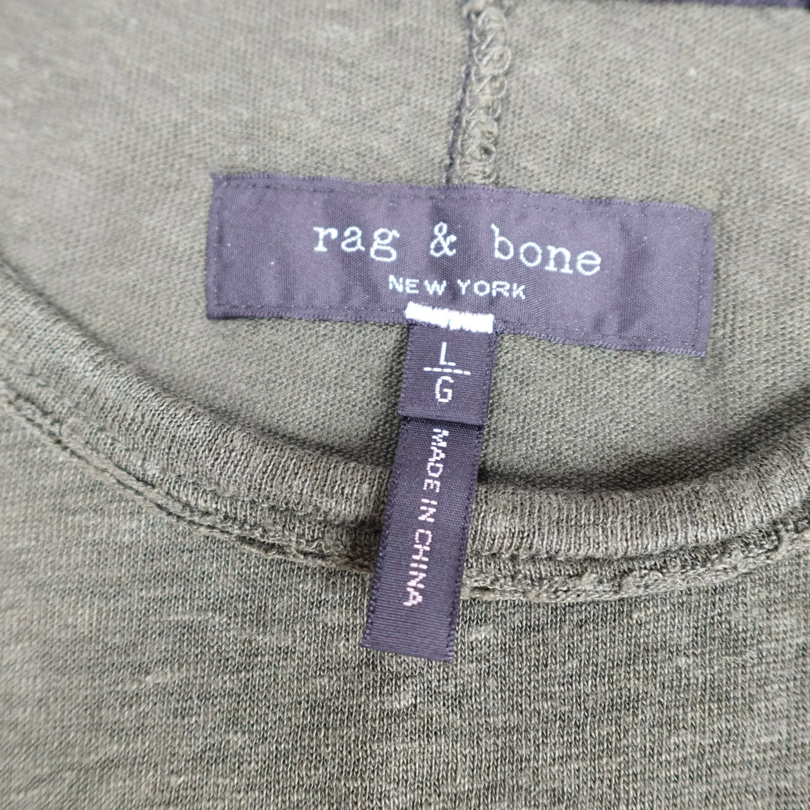 Rag & Bone Mens Shirt Large Green Olive Raw Hem 100% Linen gallery