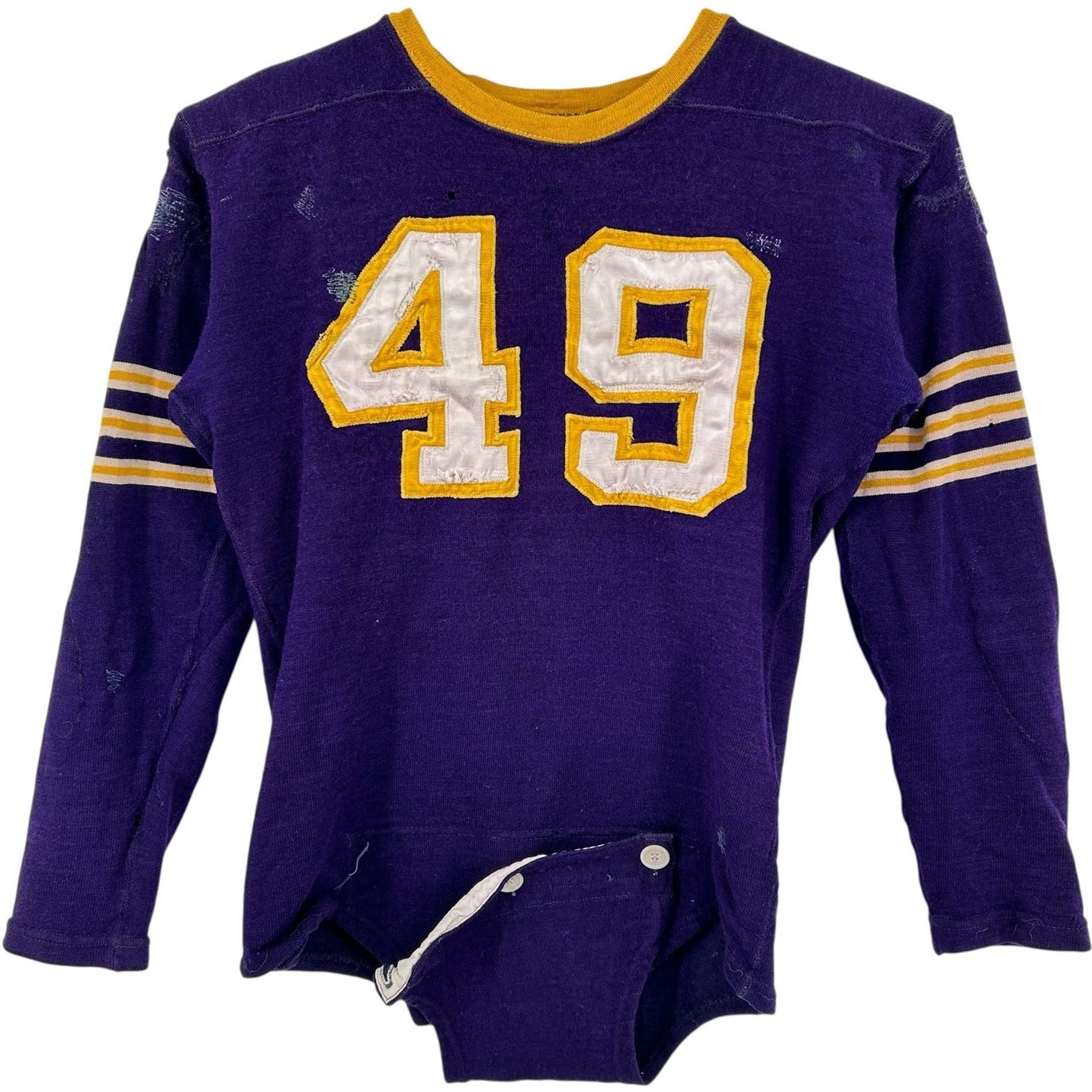 VTG 20s 30s Purple O'Shea Knitting Mills Wool Button Crotch Football Jersey 42 gallery