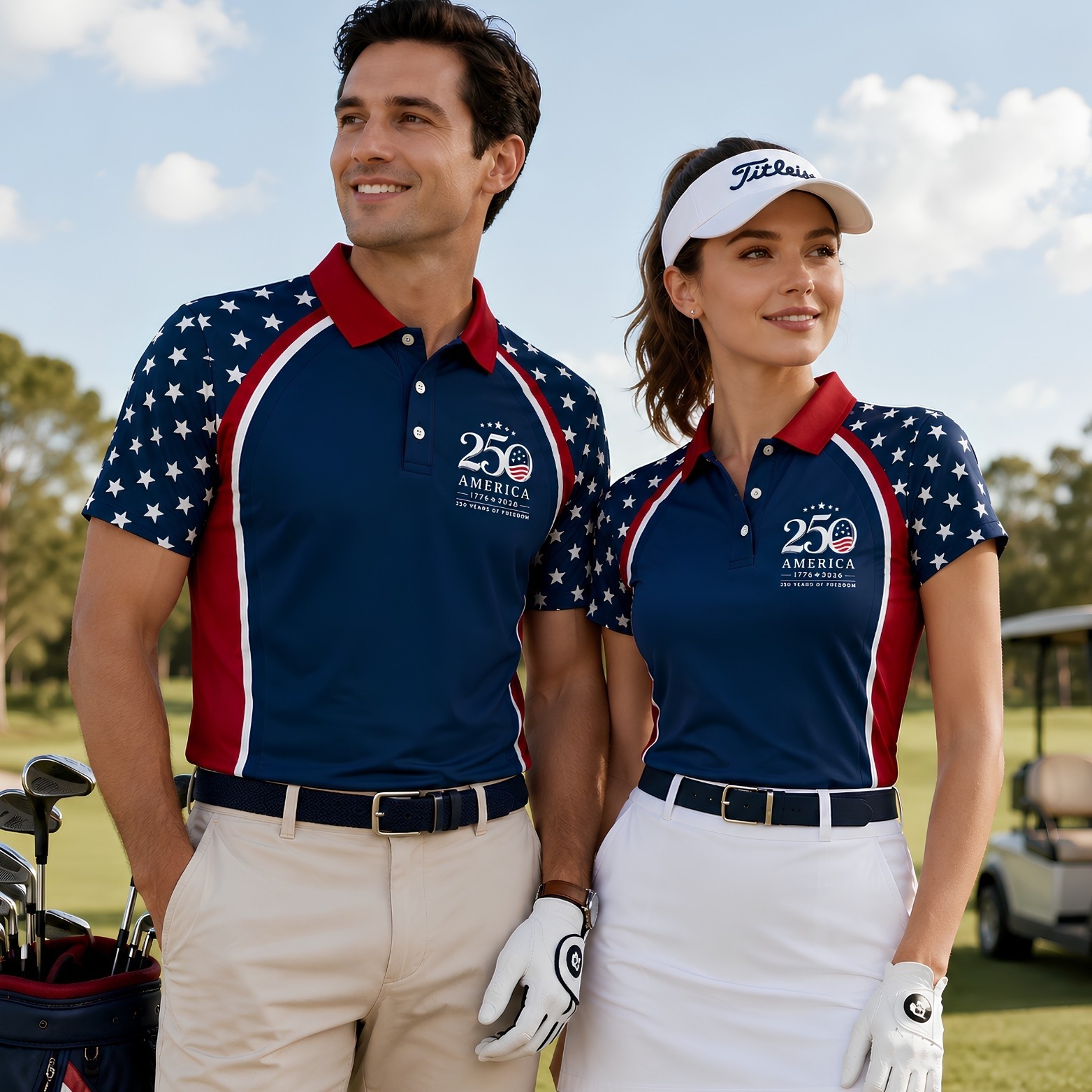 USA 250 Years Of Freedom Patriotic Golf Shirt, 4th Of July Golf Poly (S-5XL) gallery