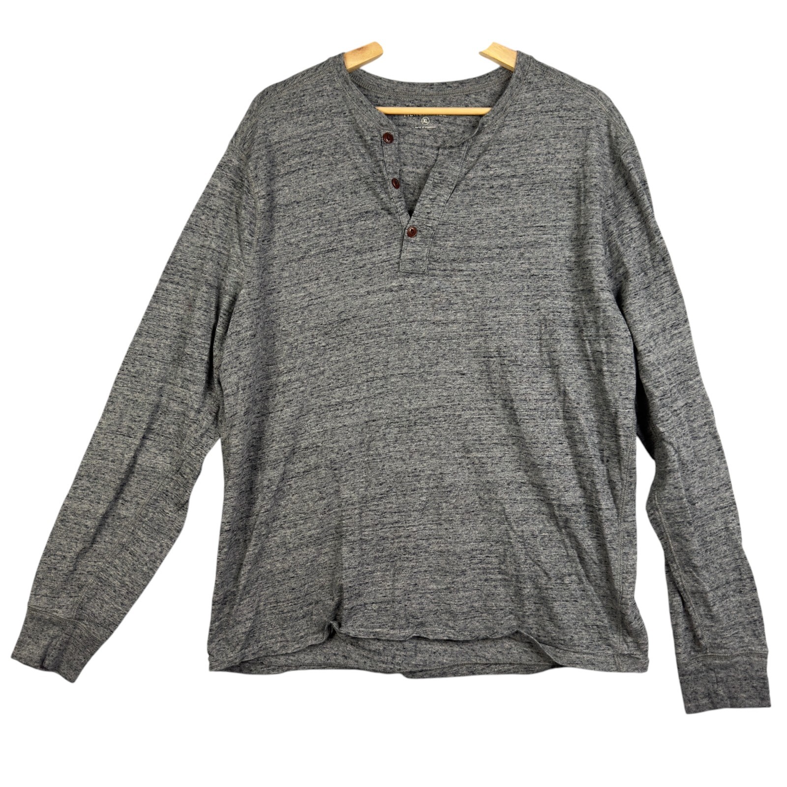 Mercantile J.Crew Men’s Y-Neck Pullover Tee Shirt Gray Henley XL 100% cotton