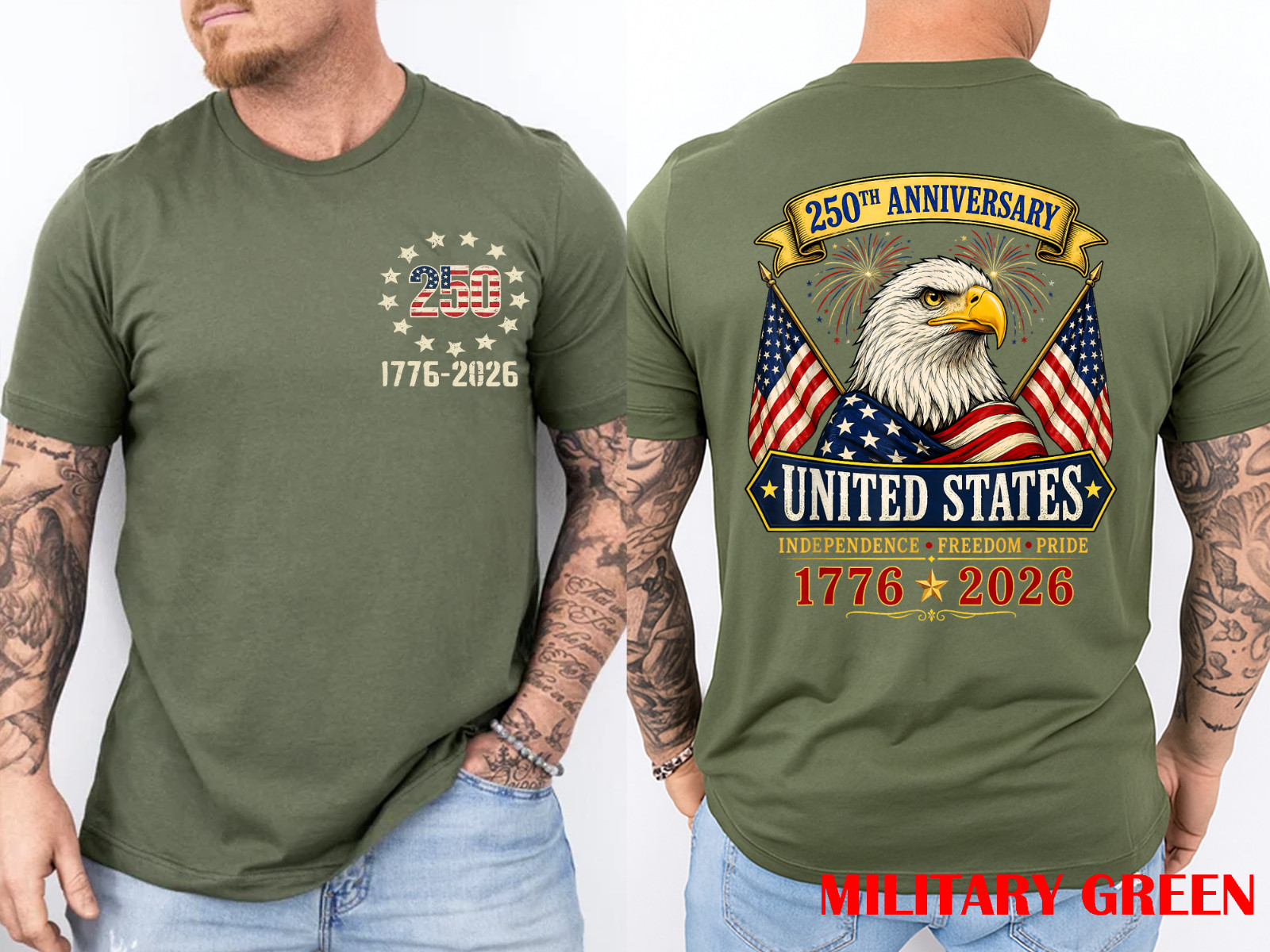 250 Anniversary USA 4th of July Patriotic 250 Years American (2-SIDES) T-Shirt gallery